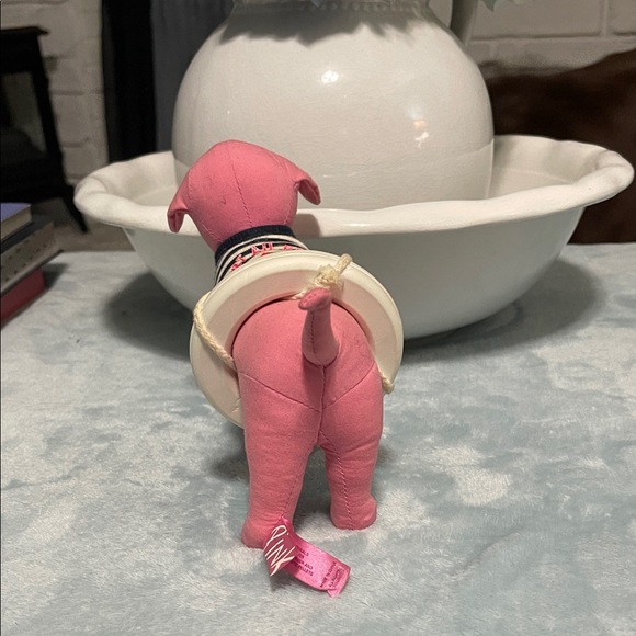 PINK Victoria's Secret Pink Dog Figurine with Striped Outfit - Picture 4 of 4